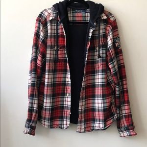 Hooded, plaid, button down